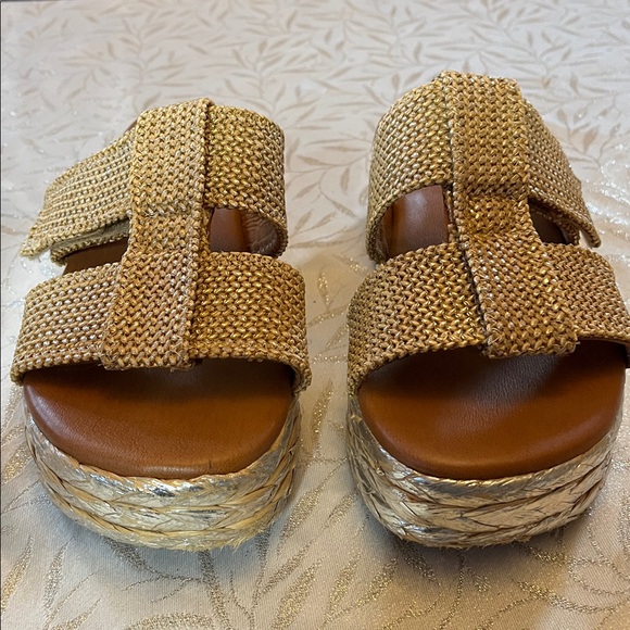 Zodiac Izzy Gold & Sliver Woven Chunky Raffia Platform 2” Sandals Size 8.5 - Picture 3 of 12